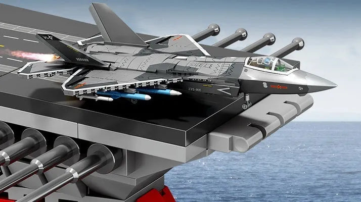 Military shipborne fighter assembly building blocks toy J50 6th generation fighter in colour box