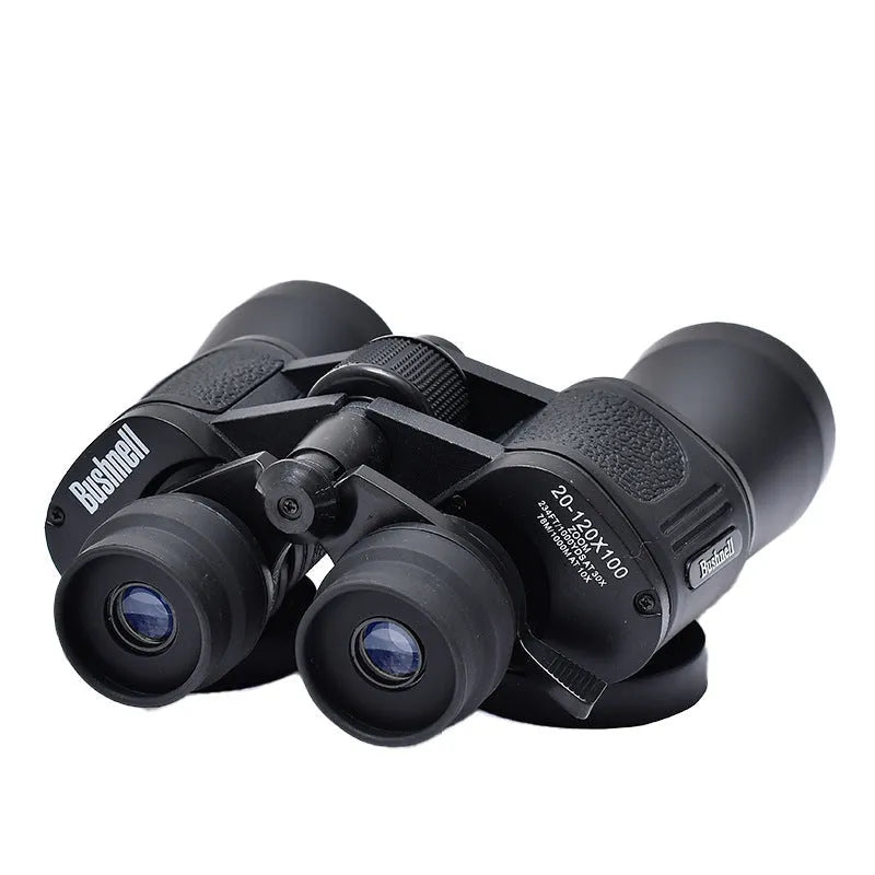 Outdoor telescope binoculars with continuous zoom in double barrel construction for high power observation