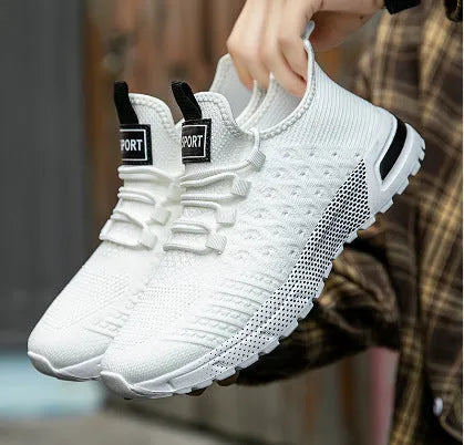 Men's casual shoes with a mesh upper in solid colours: white, army green, black, grey, khaki.