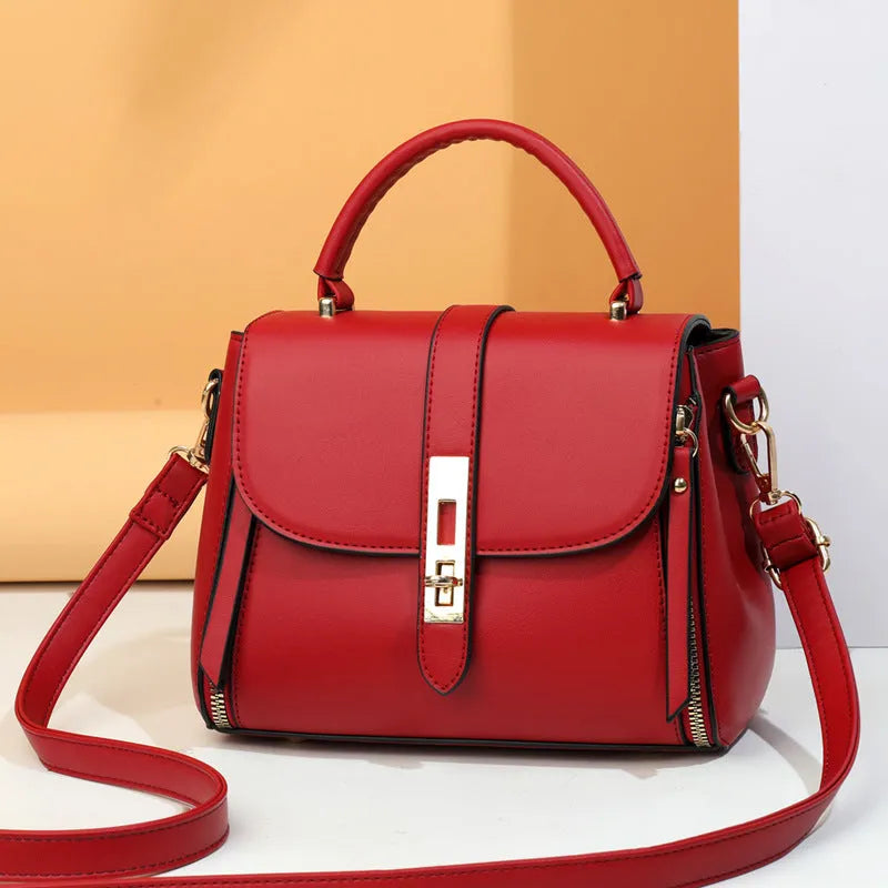 Women's soft PU leather shoulder messenger bag in square vertical design measuring 21x11x16cm