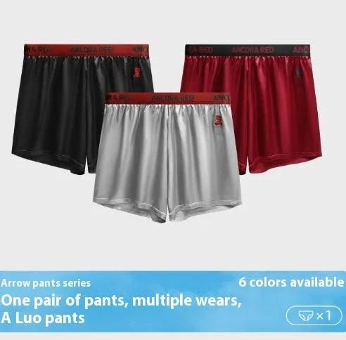 Solid colour men's polyester boxer briefs on a white background, showing the mid waist design.