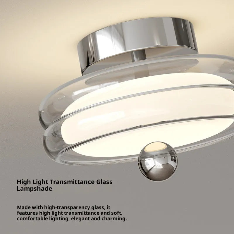 Antique glass ceiling lamp with remote control tricolor light for bedroom modern simplicity style