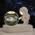 6cm glowing crystal ball night light with astronaut and planetary 3D pattern, USB cable included