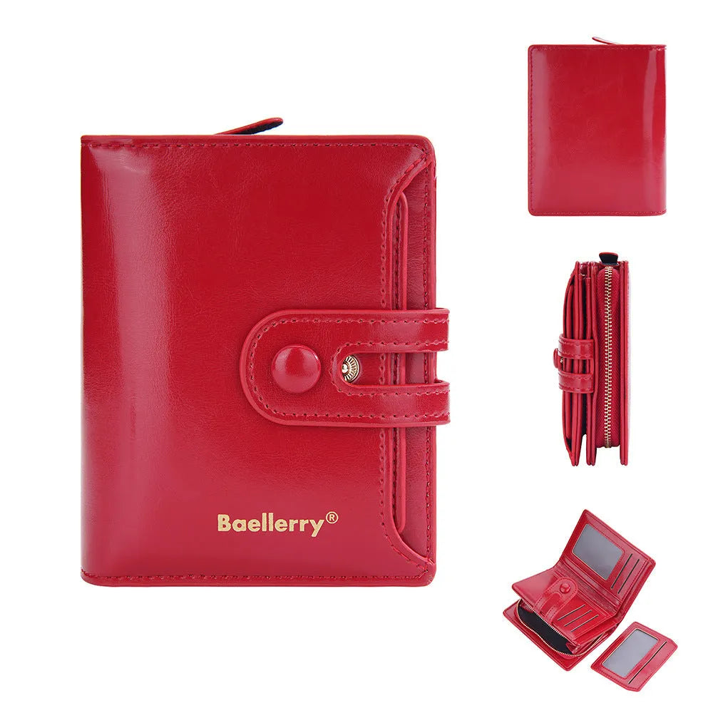 Slim PU leather women's wallet card holder for coins and notes in multiple colour options
