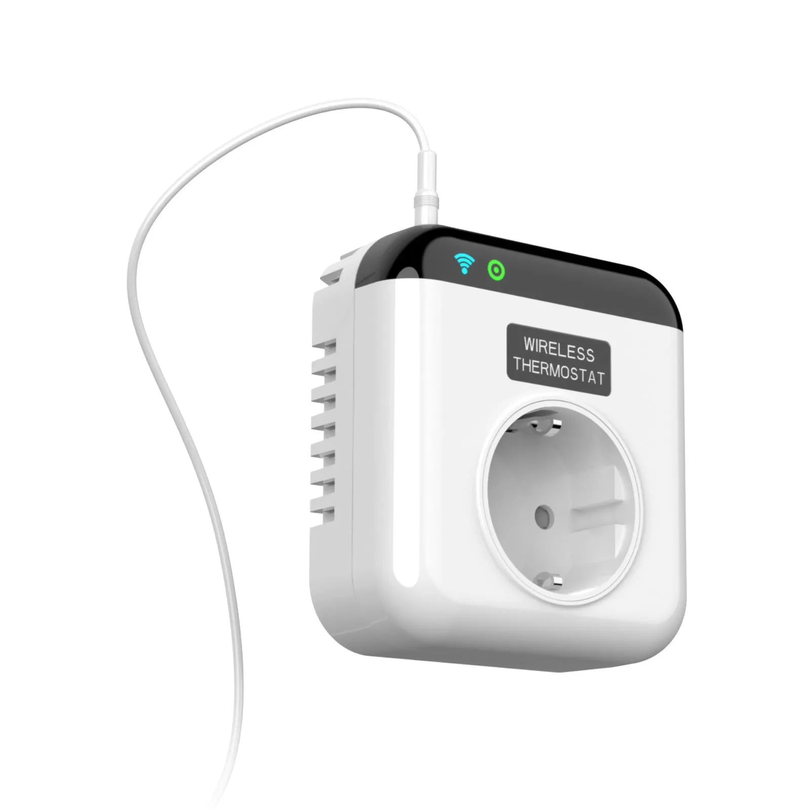White European smart socket with thermostatic and voice control features