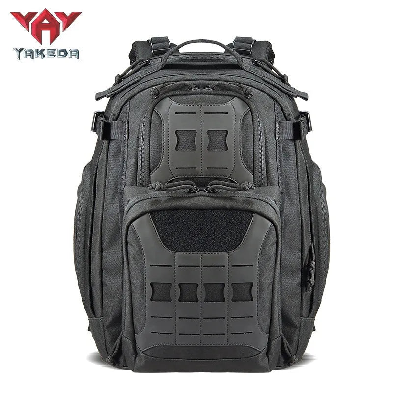 45L camouflage tactical backpack in khaki, 42L capacity, 600D polyester, outdoor travel and climbing use