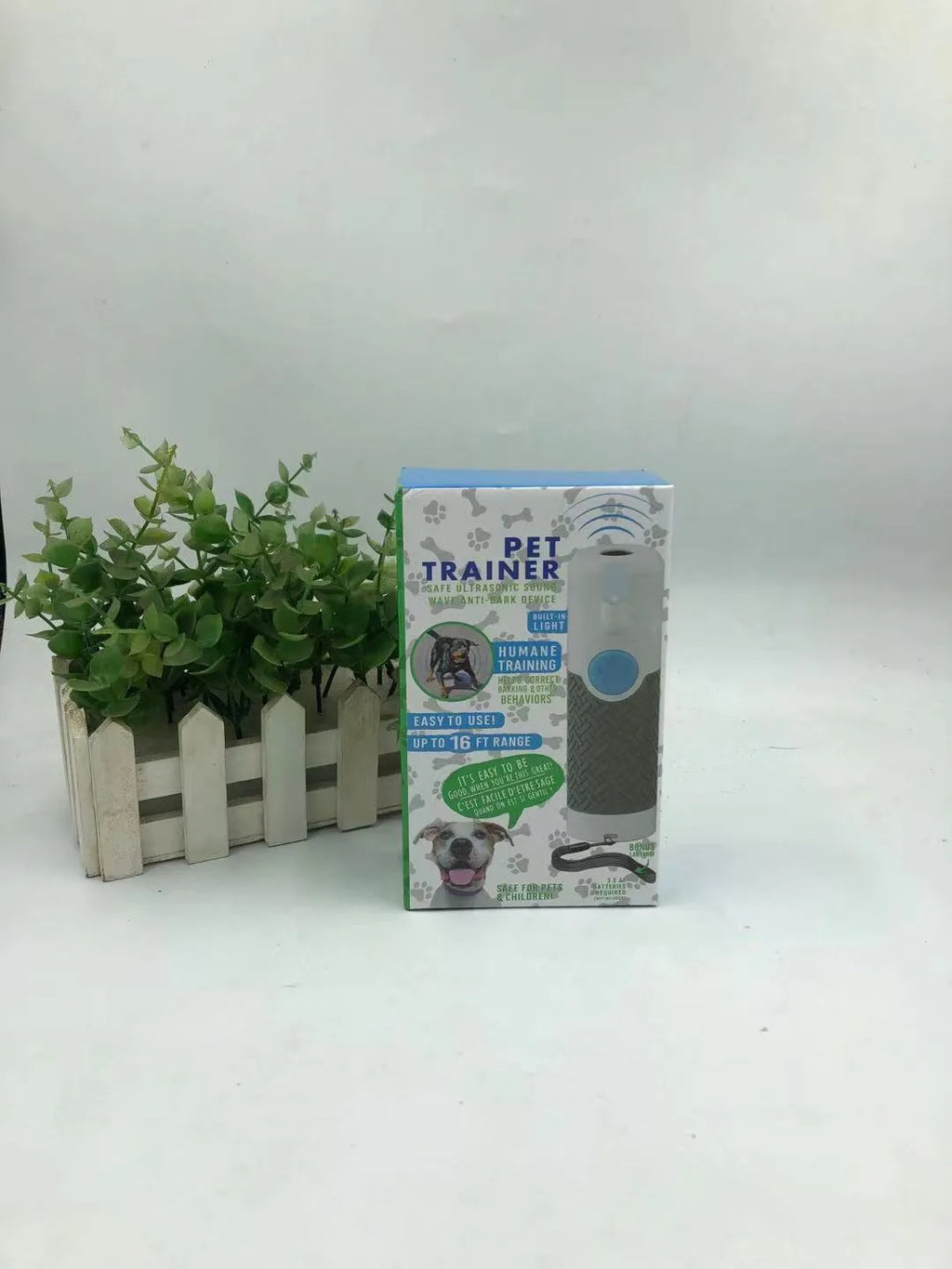 White ABS plastic handheld ultrasonic dog bark stop trainer device