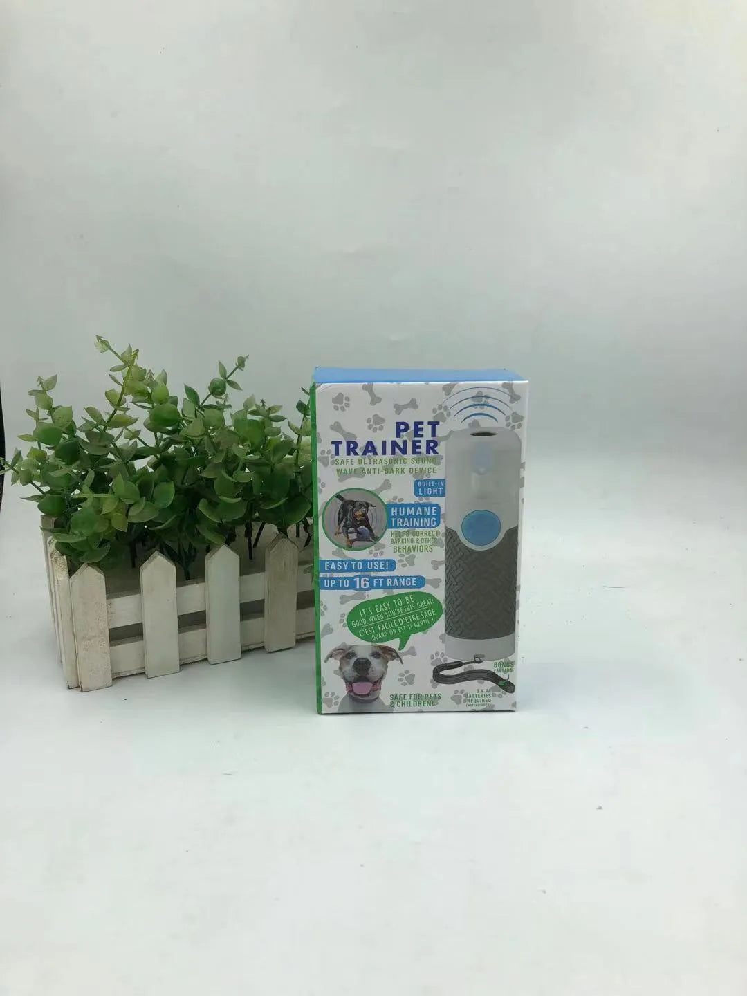 White ABS plastic handheld ultrasonic dog bark stop trainer device