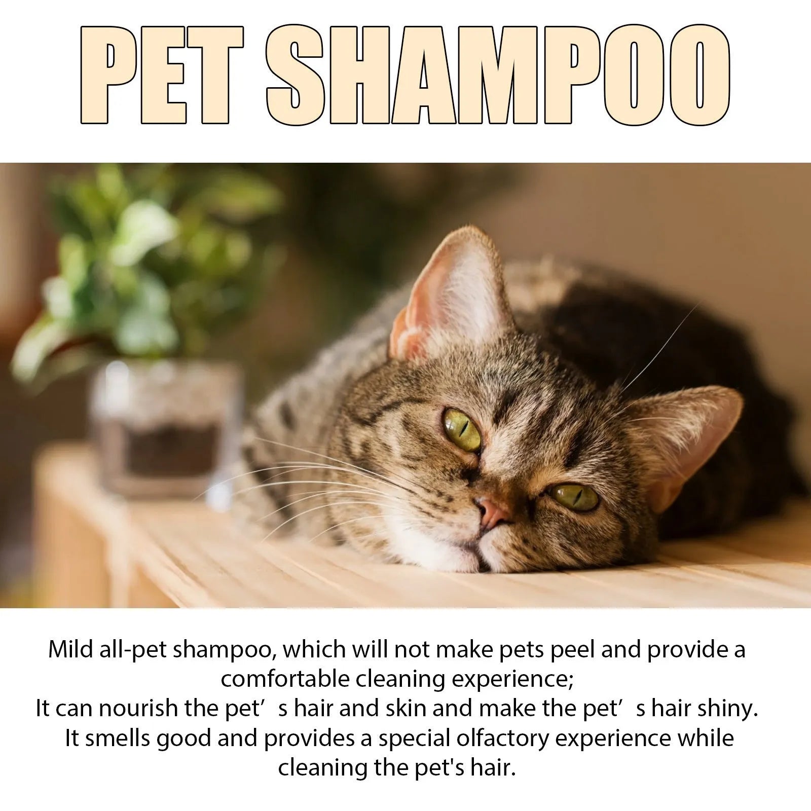 Pet shampoo bottle for dogs and cats with mild formula for soft, unknotted hair