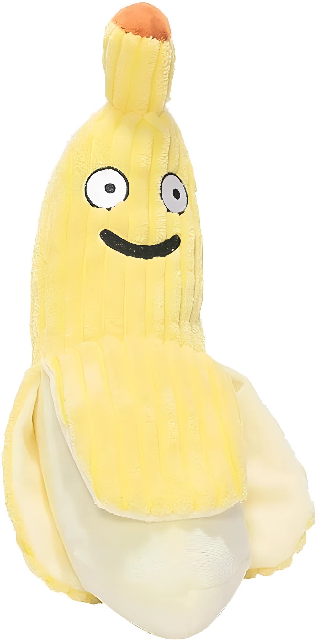 Yellow banana-shaped plush cat toy with crinkle sound feature for chewing and kicking