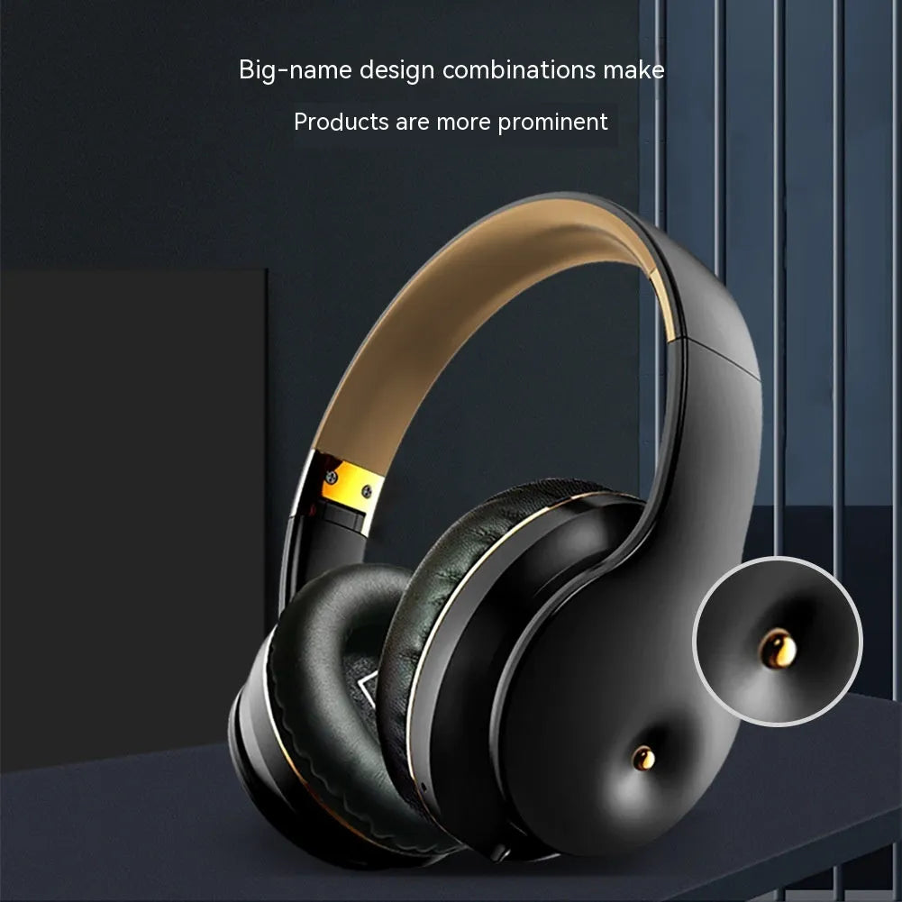 Wireless Bluetooth headset sports running headworn in gold with battery display and NFC