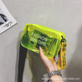 Transparent square jelly shoulder bag with diagonal cross design and adjustable strap