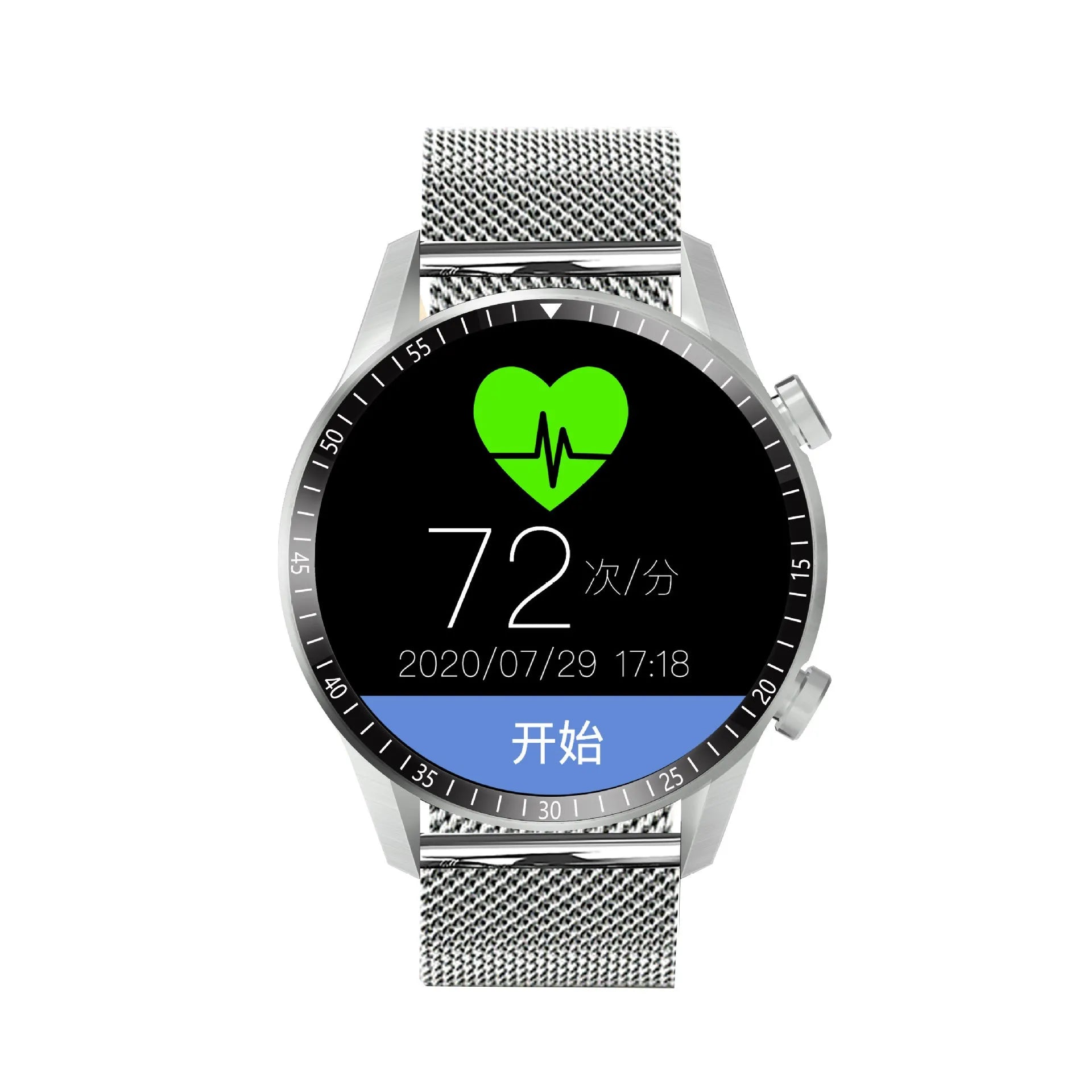 Round smart watch with aluminium alloy case showing touchscreen display with Bluetooth calling interface