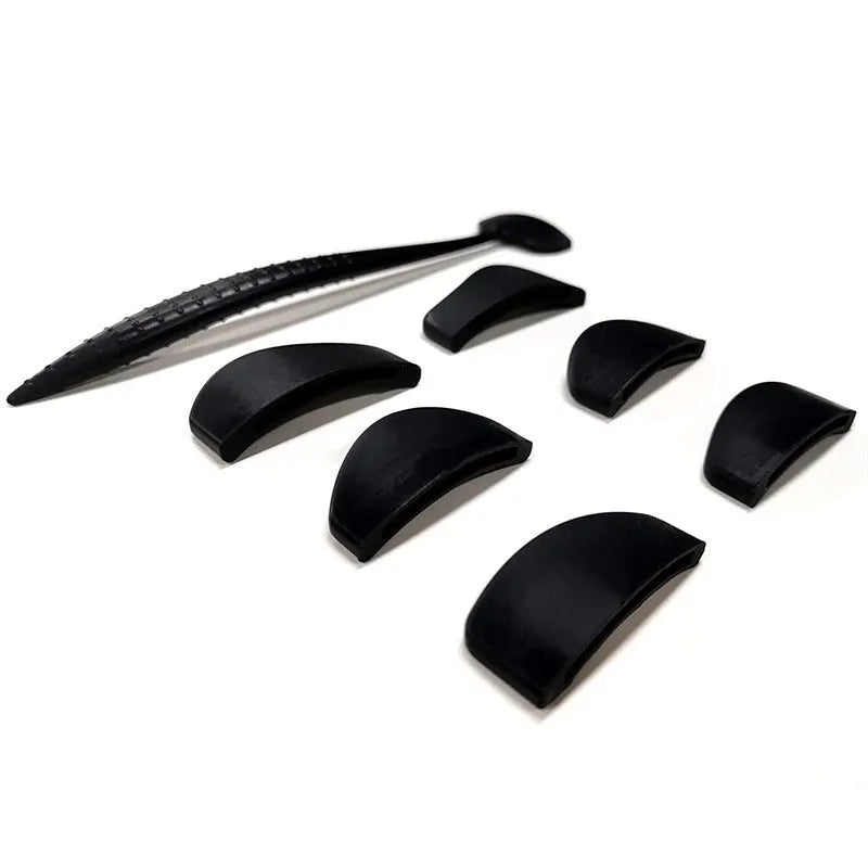 Black ABS eye shadow fixer shaper tool with compact packaging on white background