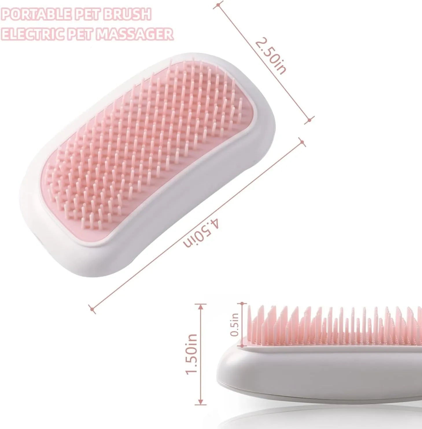 Pink electric pet massage brush with TPE teeth for cats and dogs