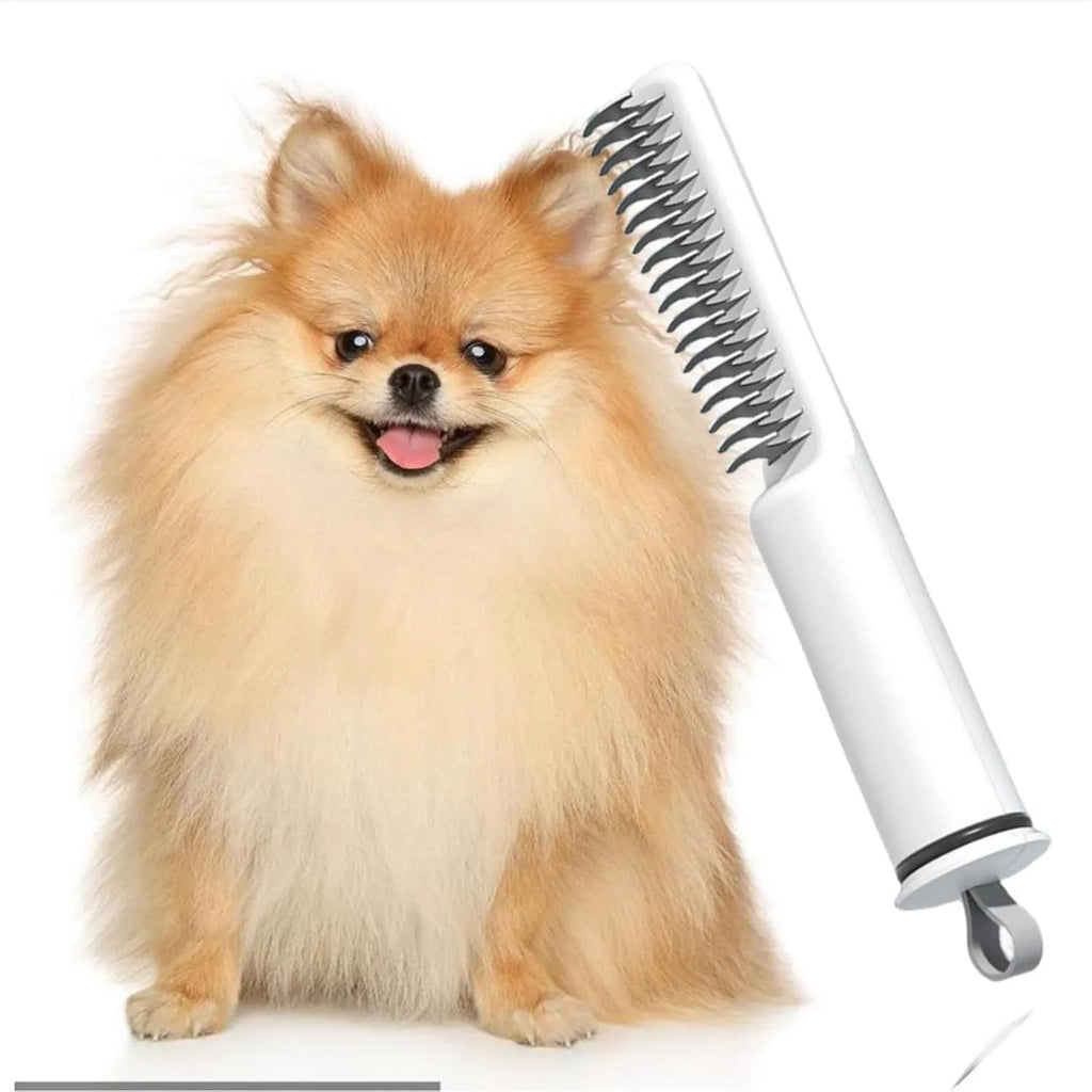 Stainless steel pet dematting comb with user-friendly handle for removing knots and mats from dog's coat