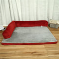 Corduroy bolster dog bed in grey with a removable cover, shown in a large (L) size on a hardwood floor.