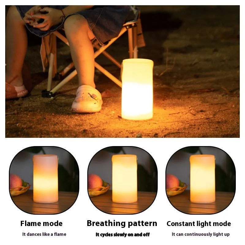 Outdoor charging retro campsite lamp with flame mode, 9x16cm PS acrylic construction