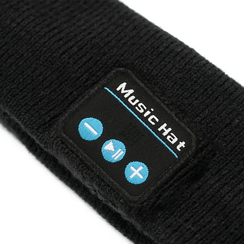 Bluetooth 5.4 eye mask sports headband with removable scarf attachment in black colour