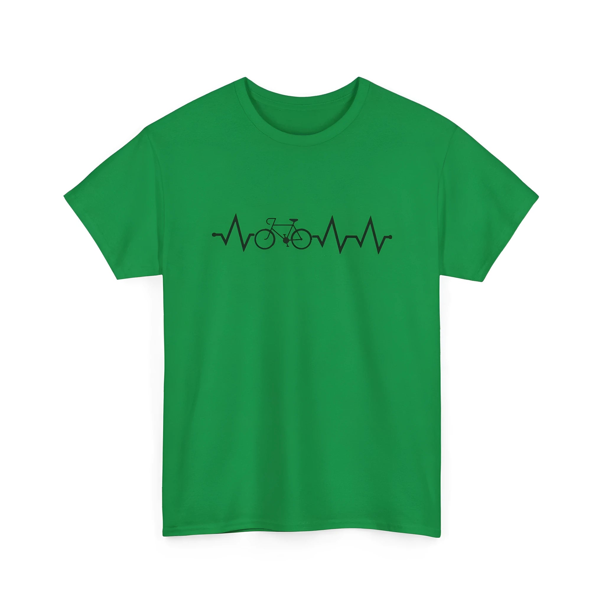 Green cotton short-sleeve T-shirt with an all-over creative letter print pattern.