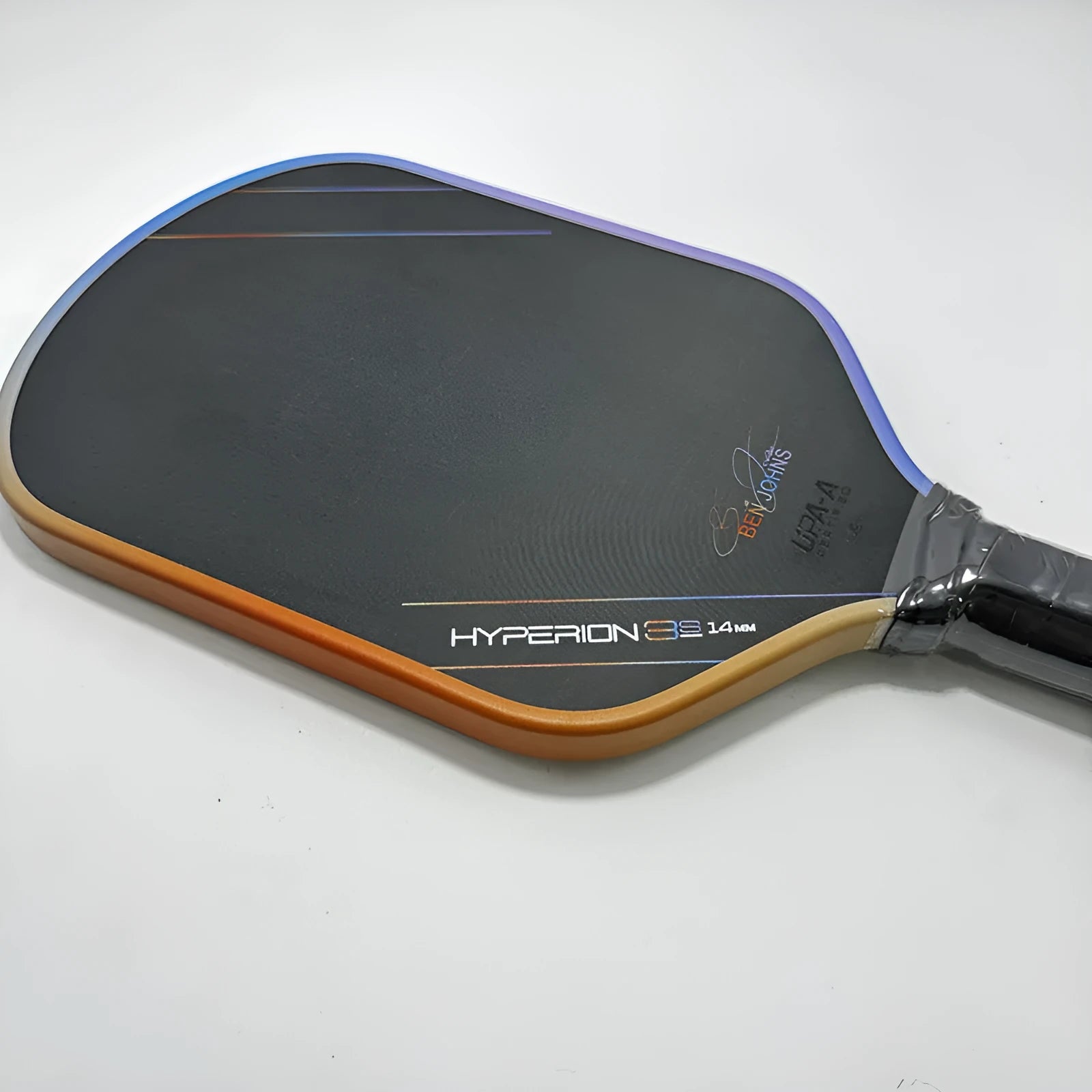 Aurora multicolour Hyperion pickleball racket with T700 carbon fibre matte finish.