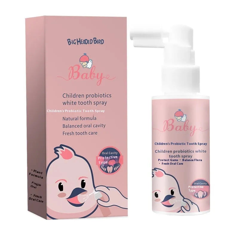 Children's probiotic oral spray bottle with anticavity and whitening properties in 40ml size