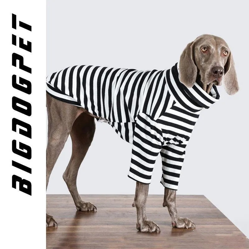 Black and white thin polyester inner layer clothing for large dogs showing size options up to XXXL