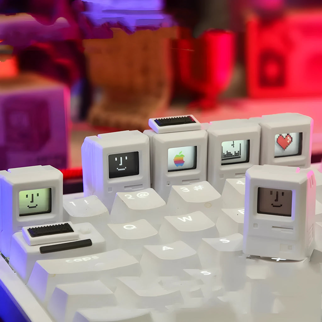 Macintosh retro transparent mechanical keyboard keycap for JKDK switches in black, retro or white colour