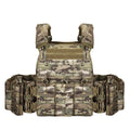 Men's camouflage tactical vest in army green, made from wear-resistant polyester fabric.