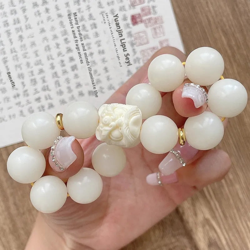 Obsidian Xingshi single circle prayer beads bracelet with chamfered square grain detailing