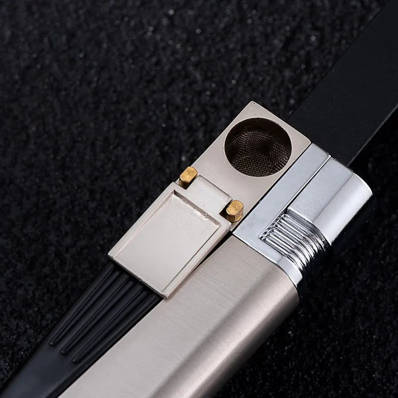 Refillable metal pipe lighter with foldable cover and built-in smoking bowl