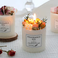 Dried flowers decorative aromatherapy candle with wooden chip base gift packaging