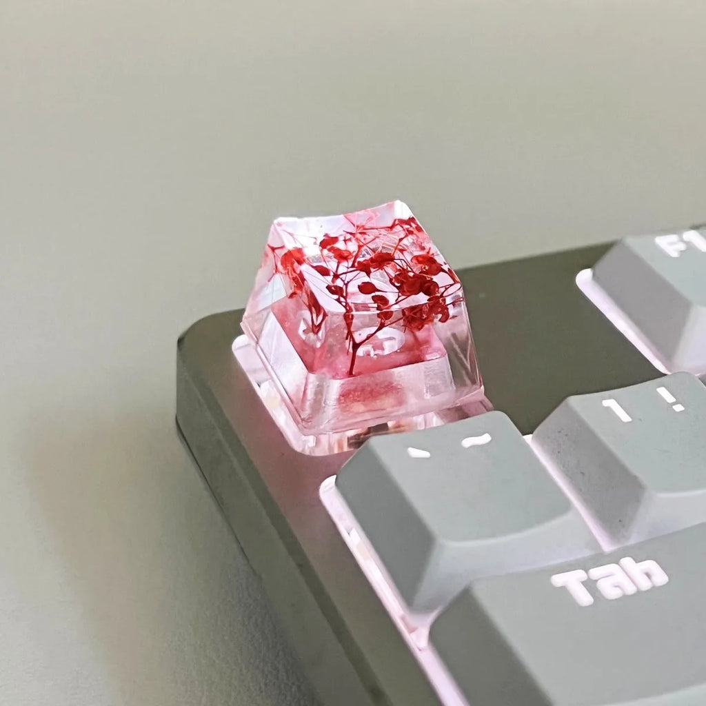 Resin starry sky design mechanical keyboard keycap in red, pink, green, violet colours for MX stems