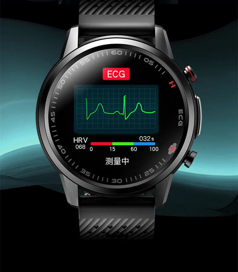 F800 ECG blood pressure monitoring sports smart watch with 1.3-inch screen in black or silver grey
