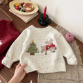 Apricot knitted western style children's sweater for girls with long sleeves, suitable for heights 80-130cm