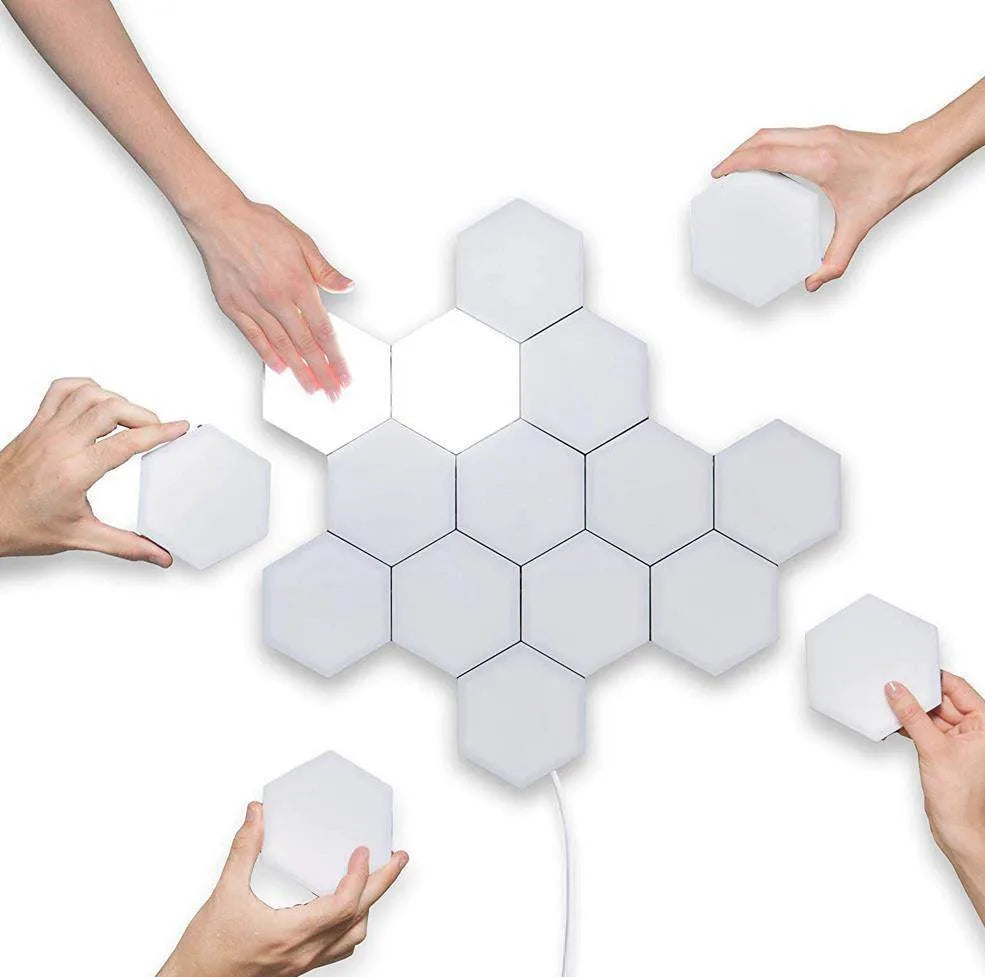 Helios modular honeycomb touch wall lamp with LED lights and ABS shade in modern minimalist style