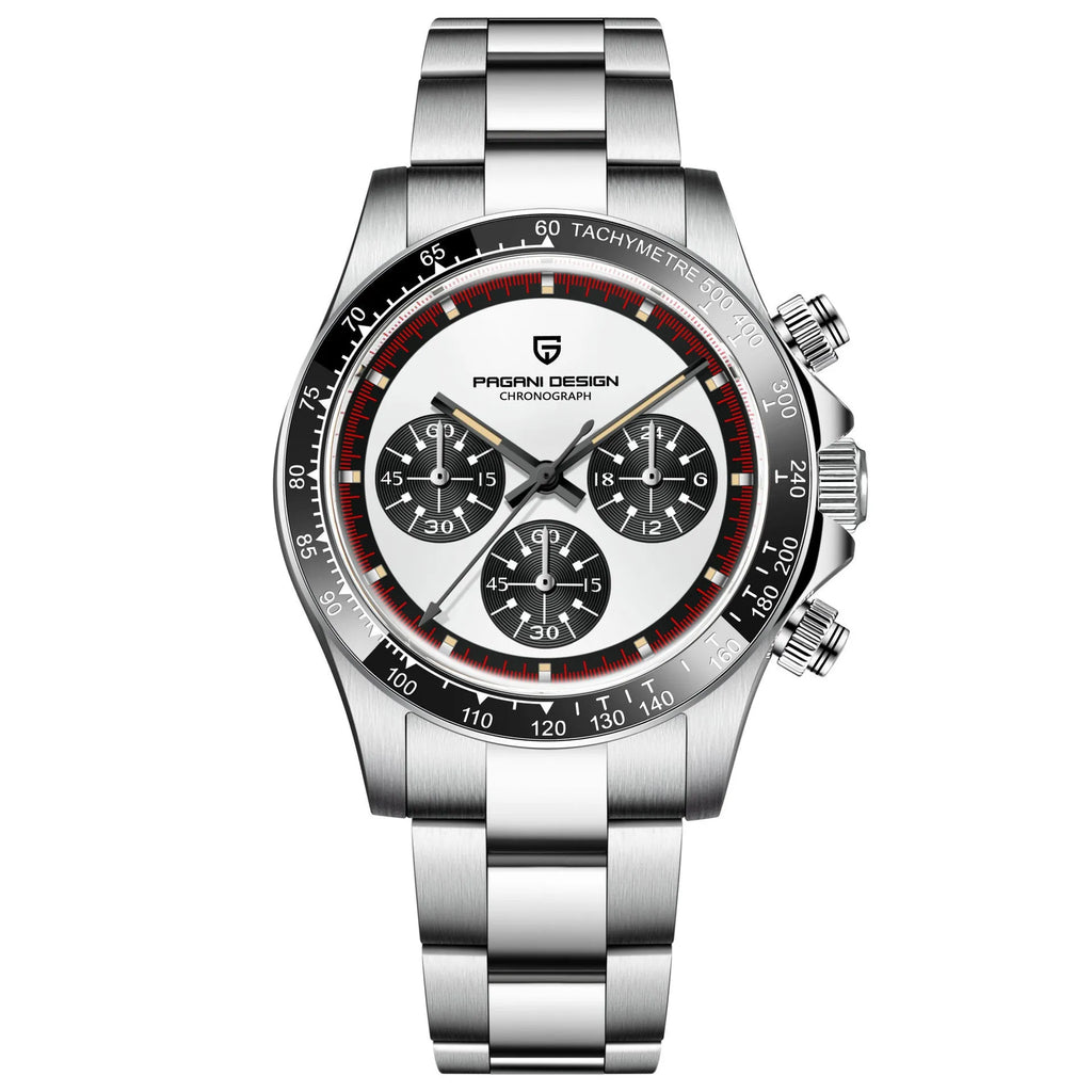 Berjani men's stainless steel quartz chronograph watch with 40mm black dial
