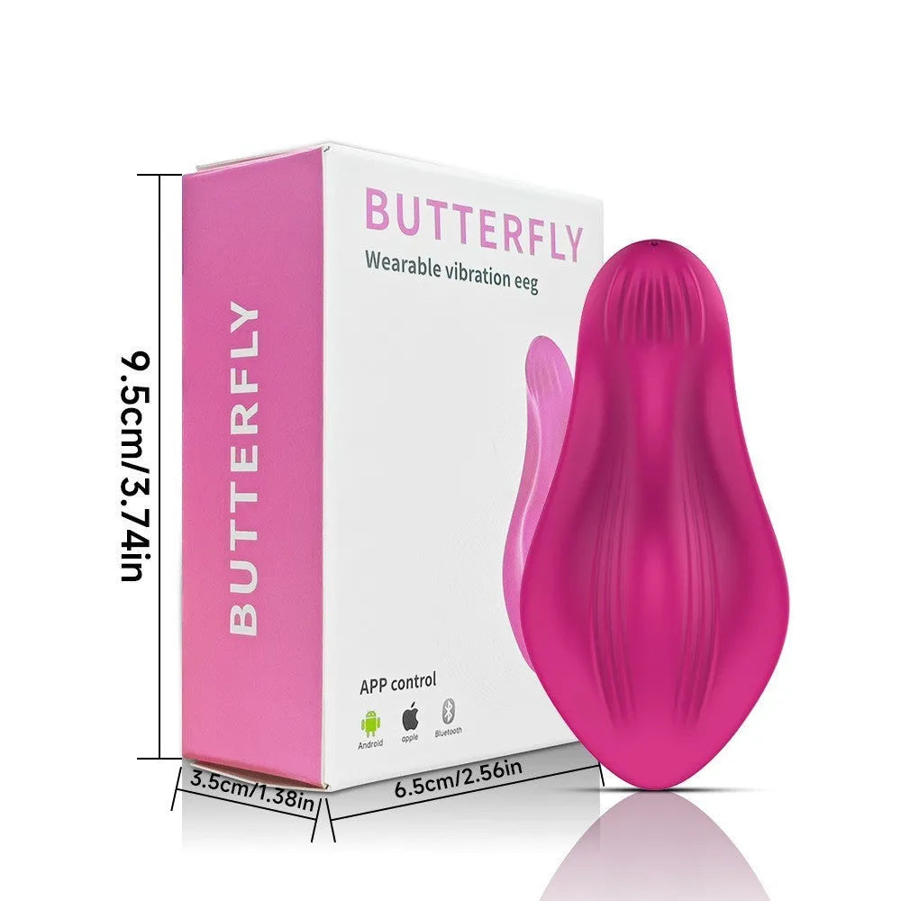 Rose red APP remote control wearable female massager with cute butterfly design