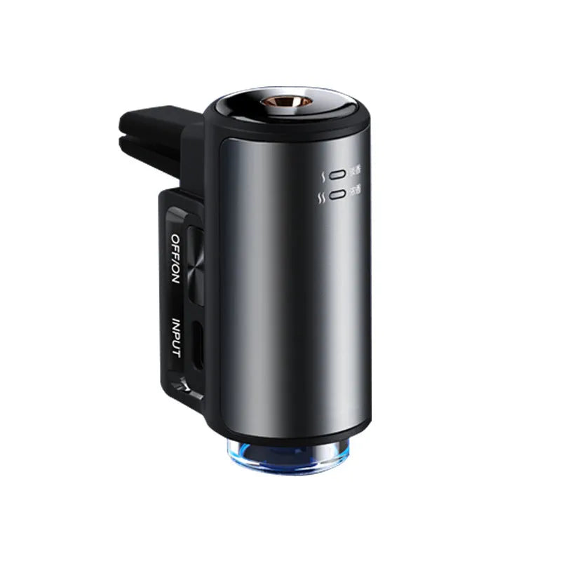 Obsidian Black car air vent clip-on aroma diffuser with essential oil bottle