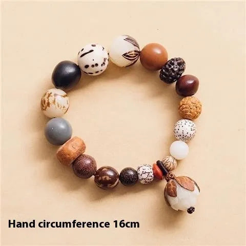 Women's 18-seed Bodhi beads bracelet with geometric design and 16cm circumference
