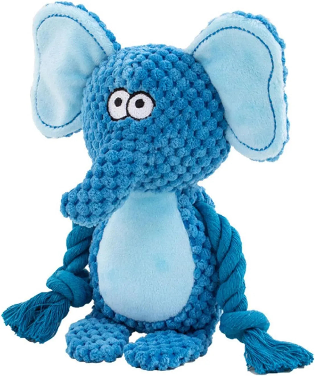 Soft plush dog toy with cotton rope, available as elephant, fox, monkey, pig, or rabbit, for small medium dogs.