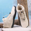 Five-finger waterproof fleece-lined hiking shoes with rubber outsole in beige, grey, black and wine red colours