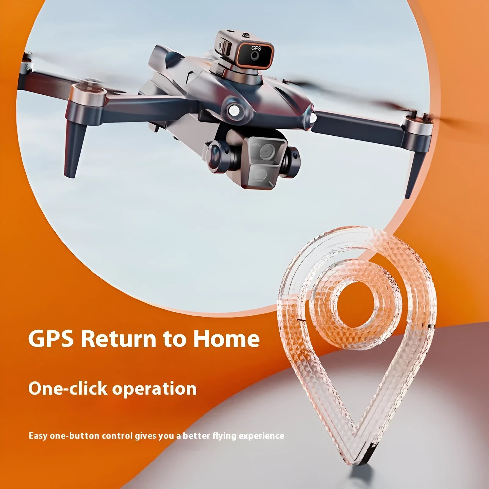 P25 brushless drone in dark blue with dual lenses, remote control, and storage bag on white background