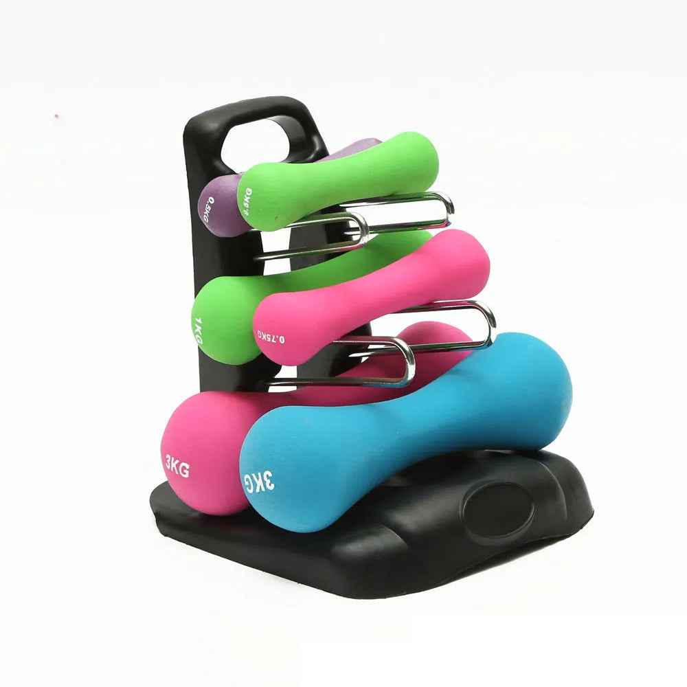 PVC dumbbell rack bracket stand mounted on wall for weight storage
