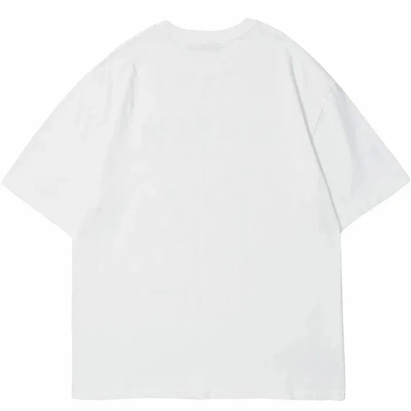 Y2g men's loose black cotton t-shirt with artistic vicinity printing and short sleeves.
