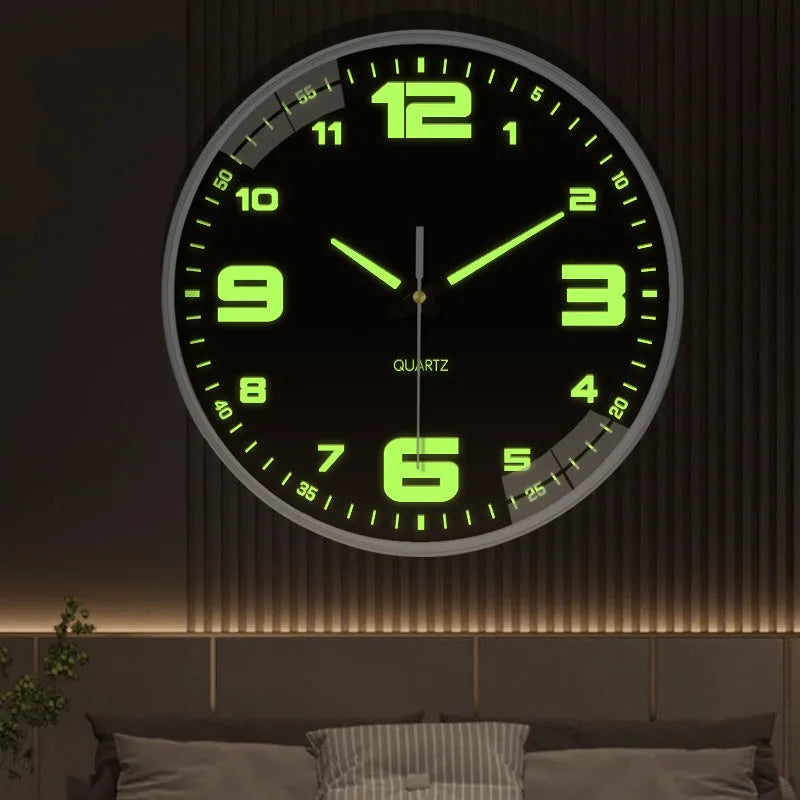 20cm modern wall clock with luminous numbers in plastic construction