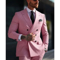 Men's slim fit two-piece suit in a grey cotton blend fabric, showing jacket and trousers laid flat.