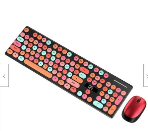 Vibrant Yellow Wireless Punk Manipulator keyboard and mouse set on a desk