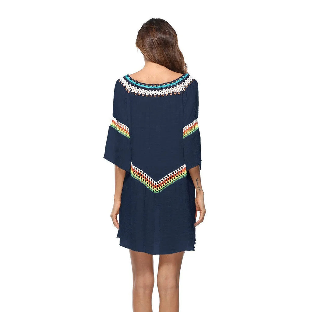 Women's crocheted ethnic style sun protection clothing for beach and swimming sports