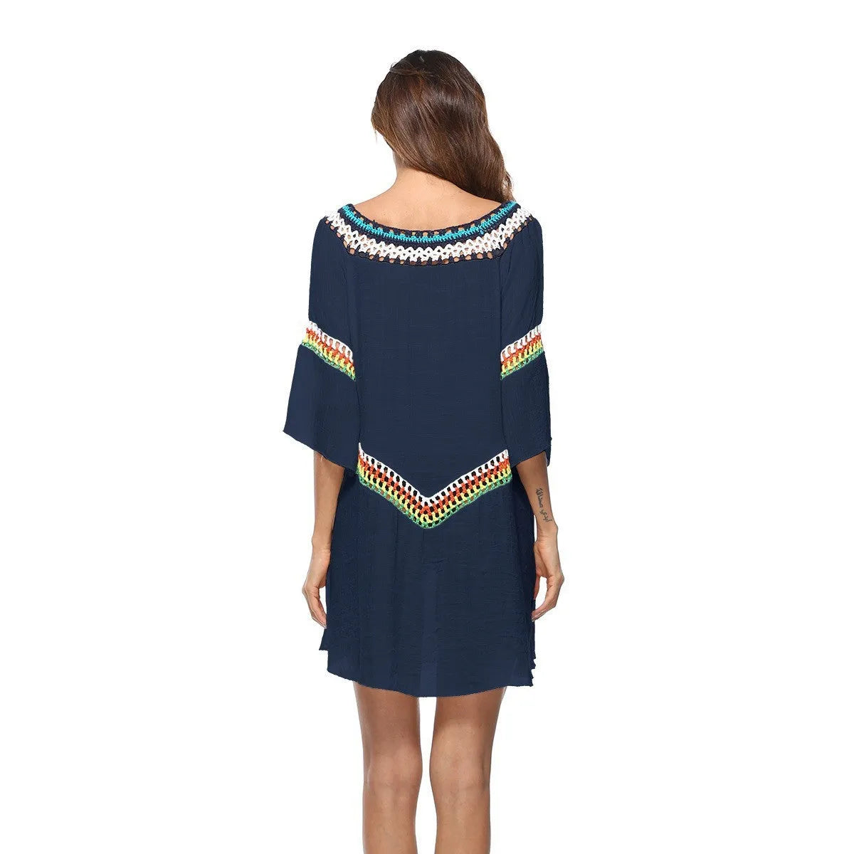 Women's crocheted ethnic style sun protection clothing for beach and swimming sports